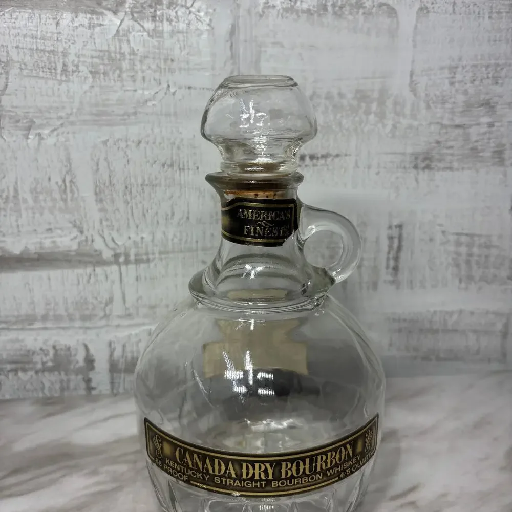 Vintage Canada Dry Bourbon Textured Glass Decanter with Stopper